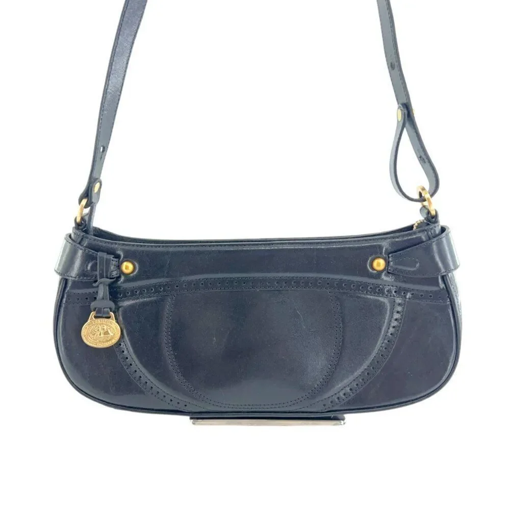 BRAHMIN Small Black Smooth Leather Shoulder Bag Purse
